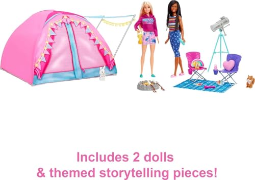 Camping Playset with Tent, 2 Dolls & 20 Pieces L72061
