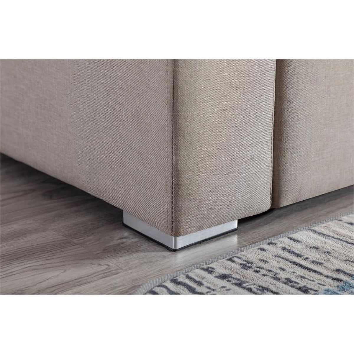 Beige Fabric Reversible Sectional with Charging Port and Storage Console Y1559