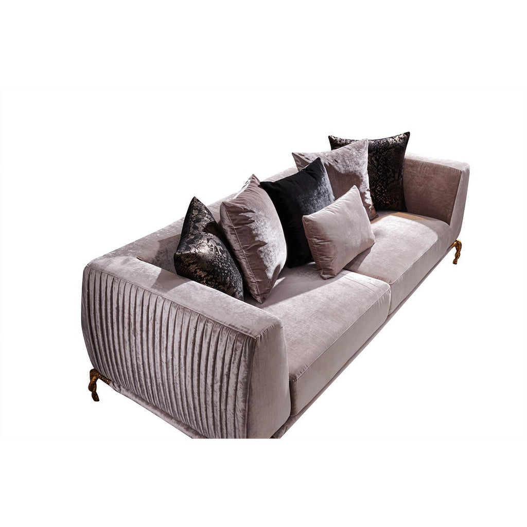 Ivory Velvet 2PC Living Room Set with Wood Z78256