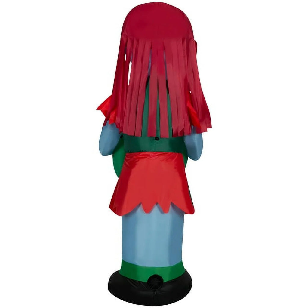 5.5 Foot Stylized Jack Skellington Inflatable with Spider Snowflake and Sally Holding Wreath D2238