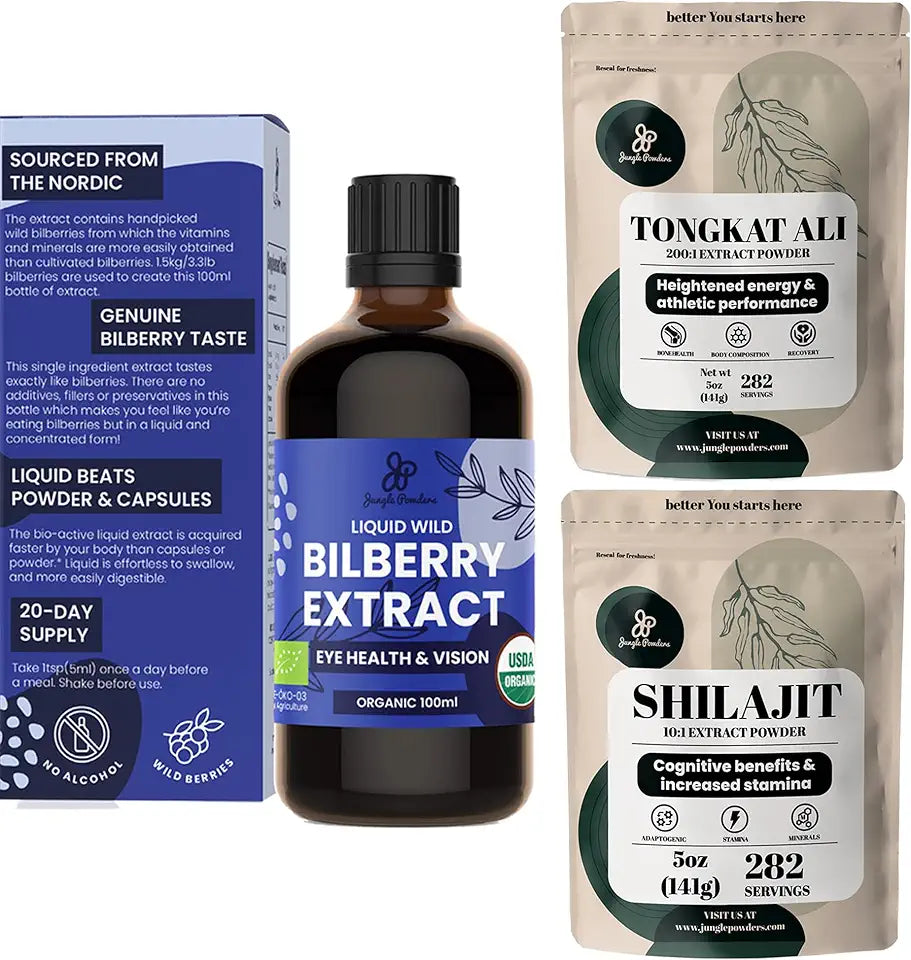 Organic Bilberry Extract Powder, Raw Shilajit Powder, Tongkat Ali Powder U2193