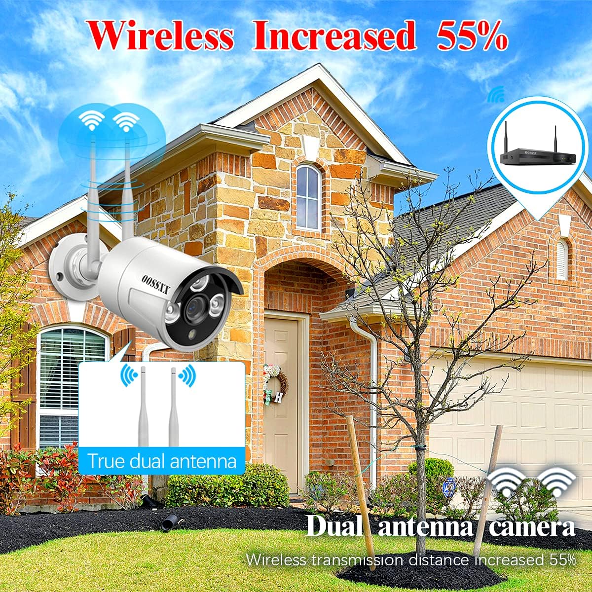 2K 3.0MP Wireless Security Camera System, 8 Channel NVR with 6TB HDD V49895