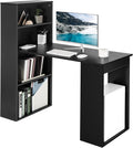 Black Computer Desk with Bookcase and Storage Shelves E3171