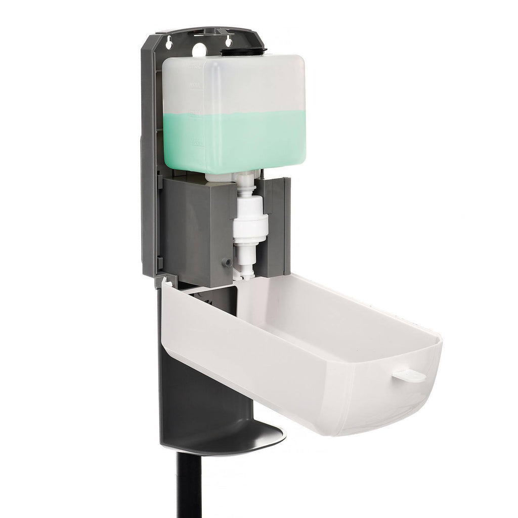White Automatic Gel Hand Sanitizer and Soap Dispenser with Floor Stand L213