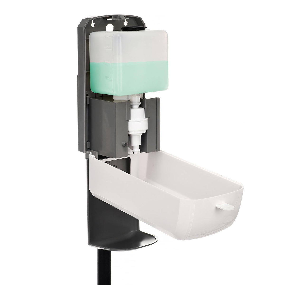 White Automatic Gel Hand Sanitizer and Soap Dispenser with Floor Stand L213