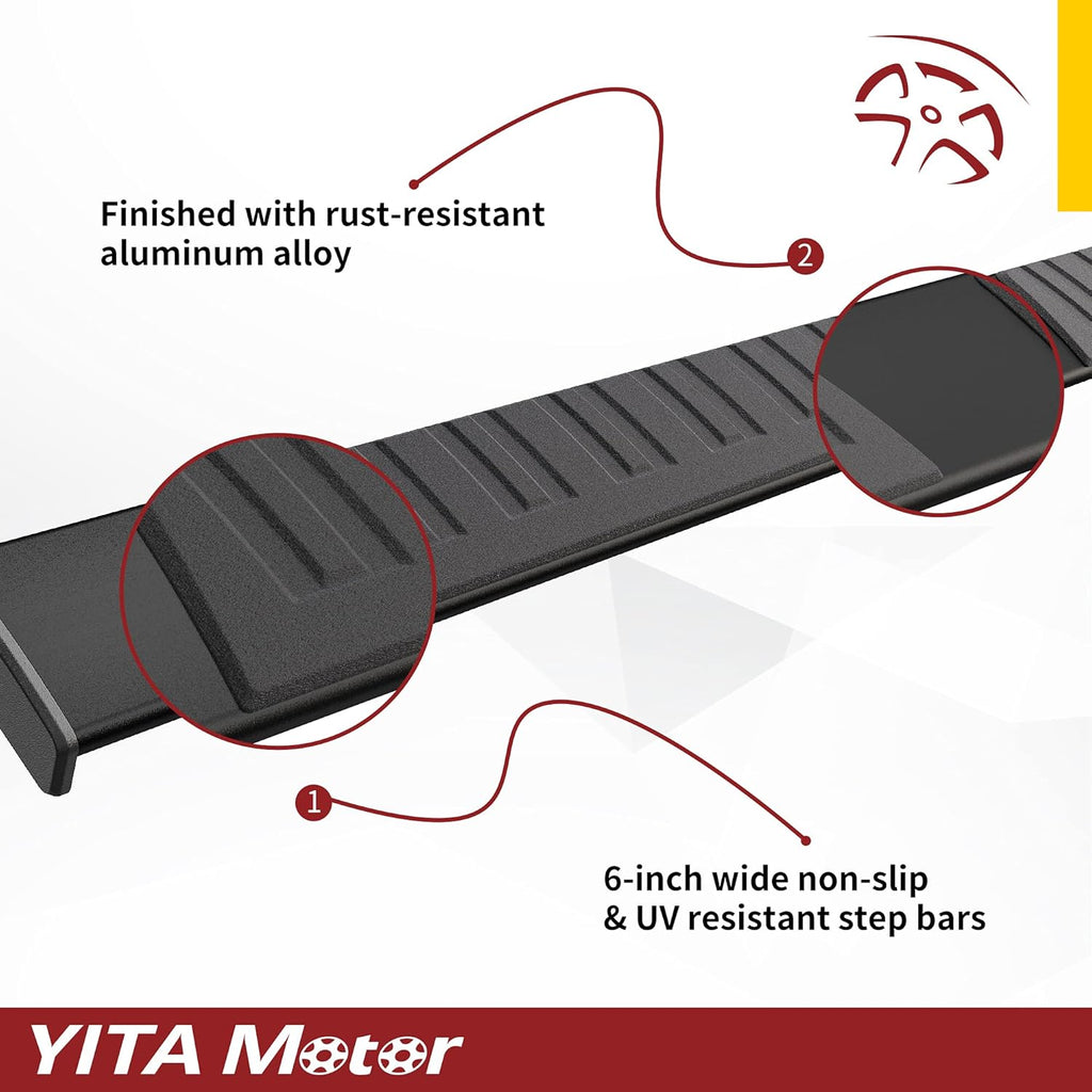 6 Inches Aluminum Black Running Boards E534