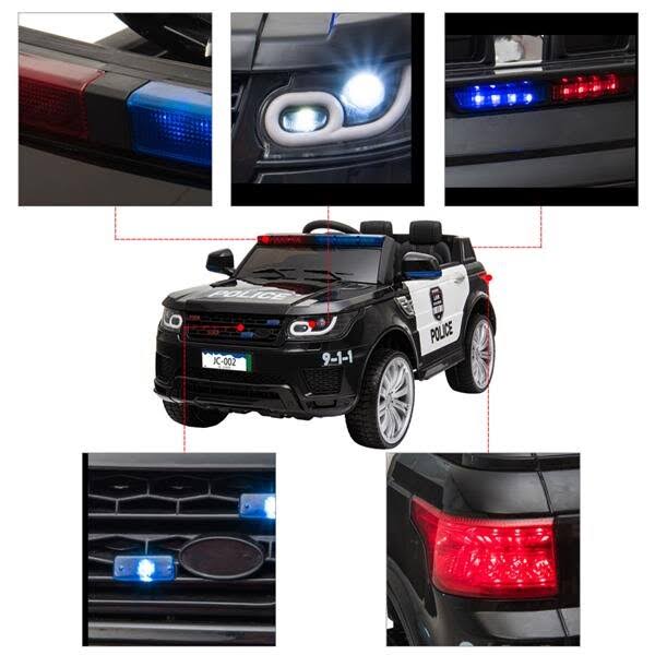 12V Kids Police Ride on Car Electric Cars 2.4G Remote Control LED Flashing Light Y4102