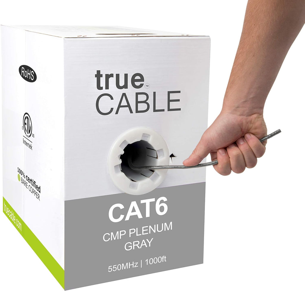 Gray 1000ft Cat6 Plenum Bare Copper Ethernet Cable A28323