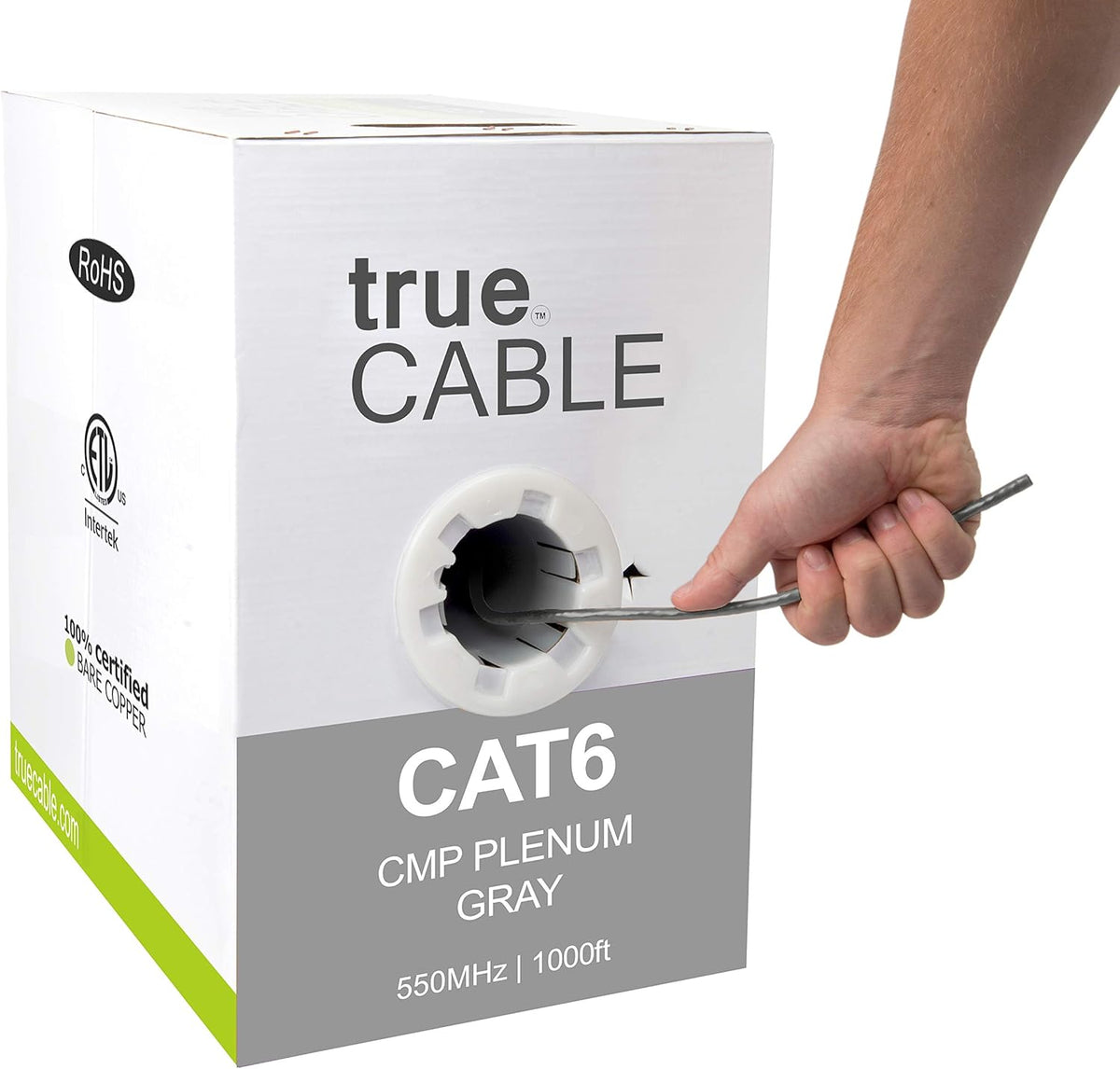 Gray 1000ft Cat6 Plenum Bare Copper Ethernet Cable A28323