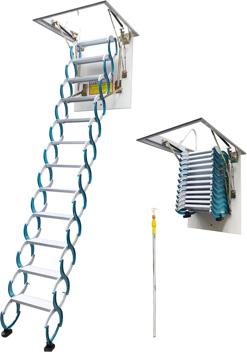 Blue Carbon Steel Folding Attic Ladder 9.8ft R537