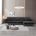 Black Velvet Convertible Sectional Sofa Sleeper Bed with Wood Legs K141146