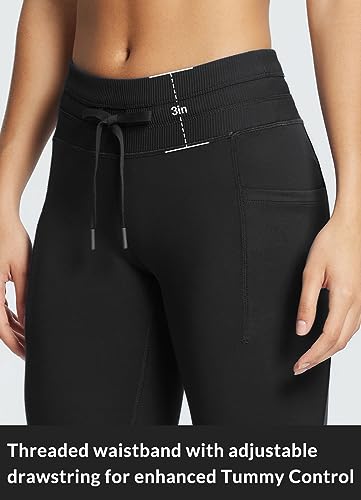 Women's Fleece Lined High Waisted Water Resistant Thermal Warm Winter Leggings with Pockets G164053