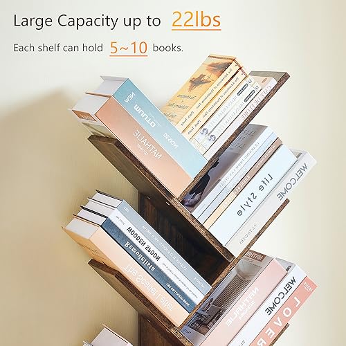 9 Tier Tree Bookshelf with Drawer, Greige Q331413
