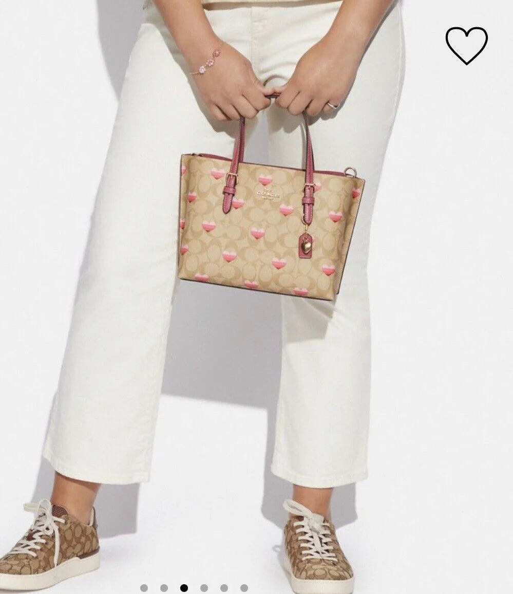 Heart Stripe Print Crossbody Tote V7527
