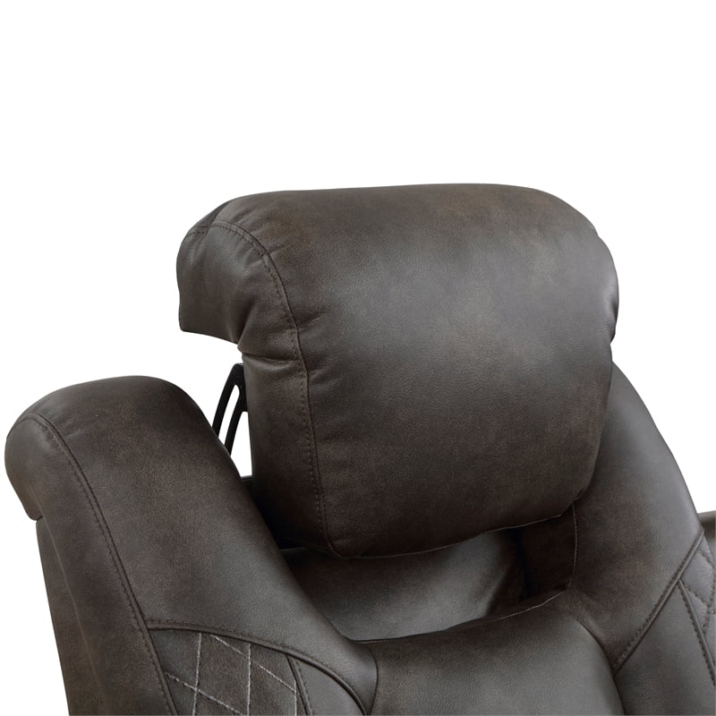 Brownish Gray Faux Leather Power Reclining Chair O982826