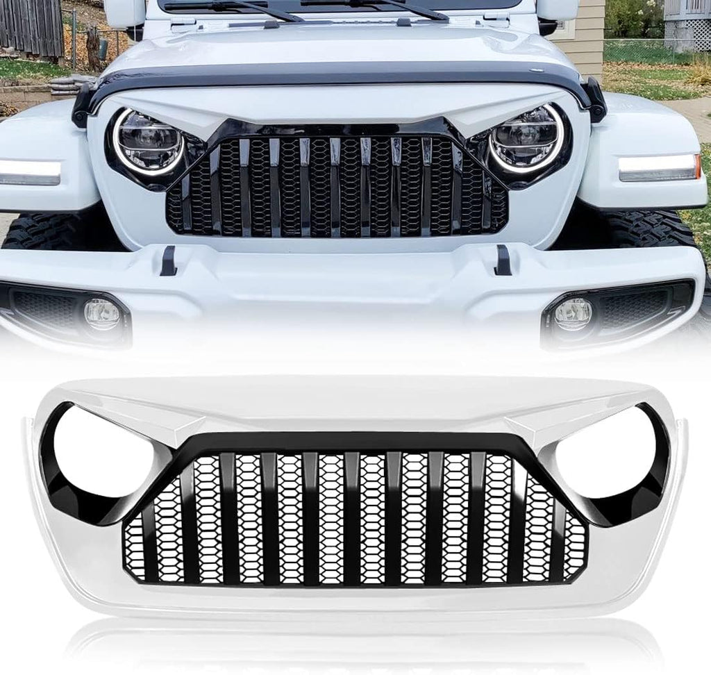 White Black Front Grill Cover with Mesh for Jeep Wrangler Y7777