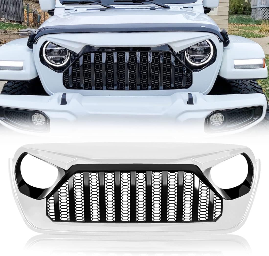 White Black Front Grill Cover with Mesh for Jeep Wrangler Y7777