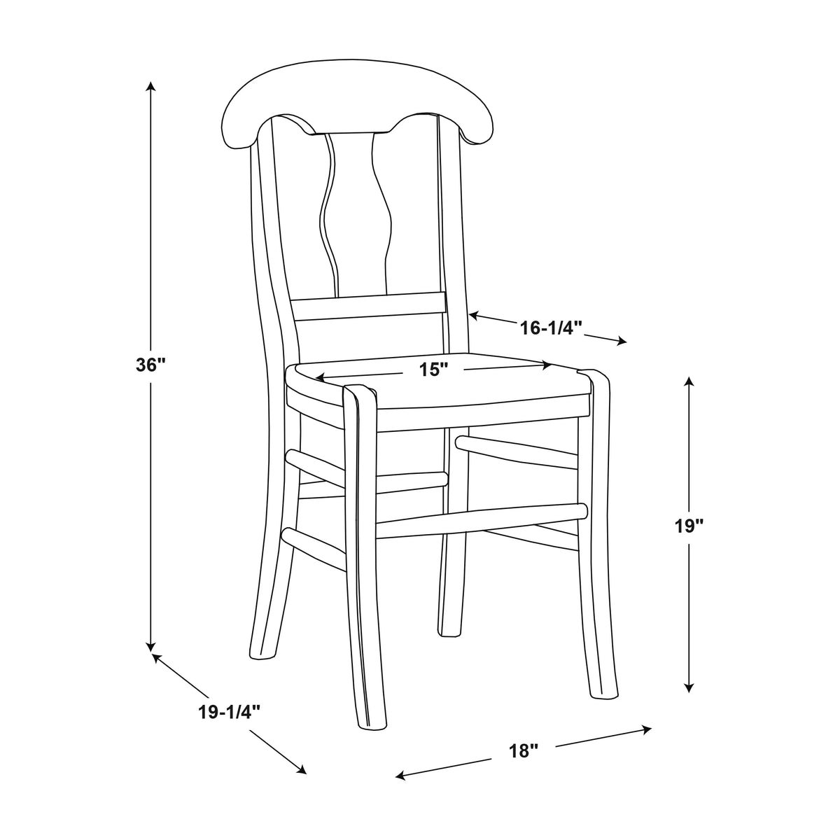 White Wood Dining Accent Chair Set of 2 S2347