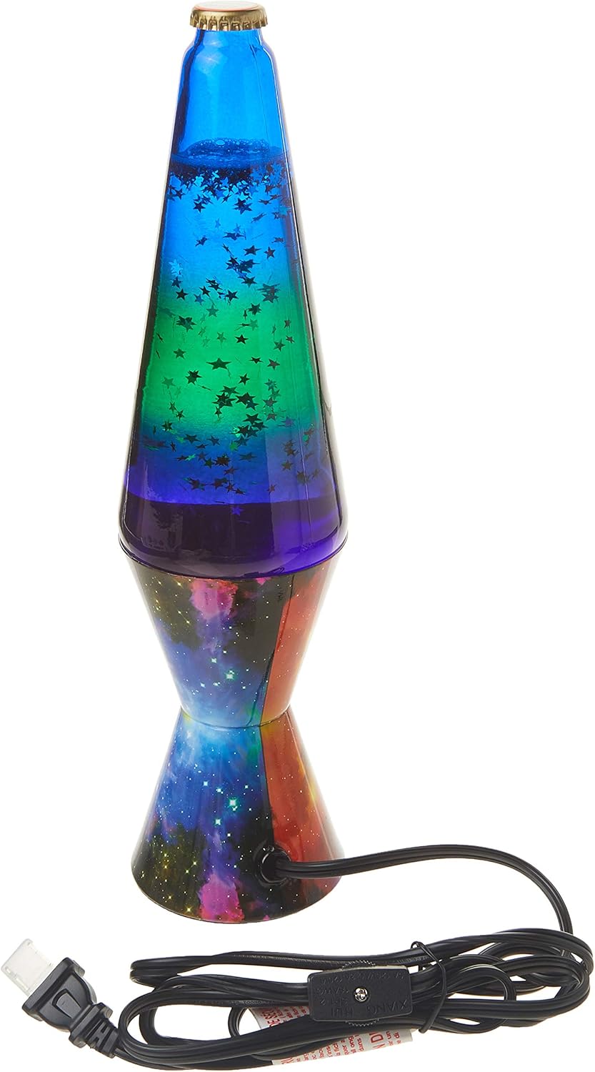 14.5-inch Silver Glitter Clear Liquid Tri-Colored Globe Decal Base Lava Lamp A2608