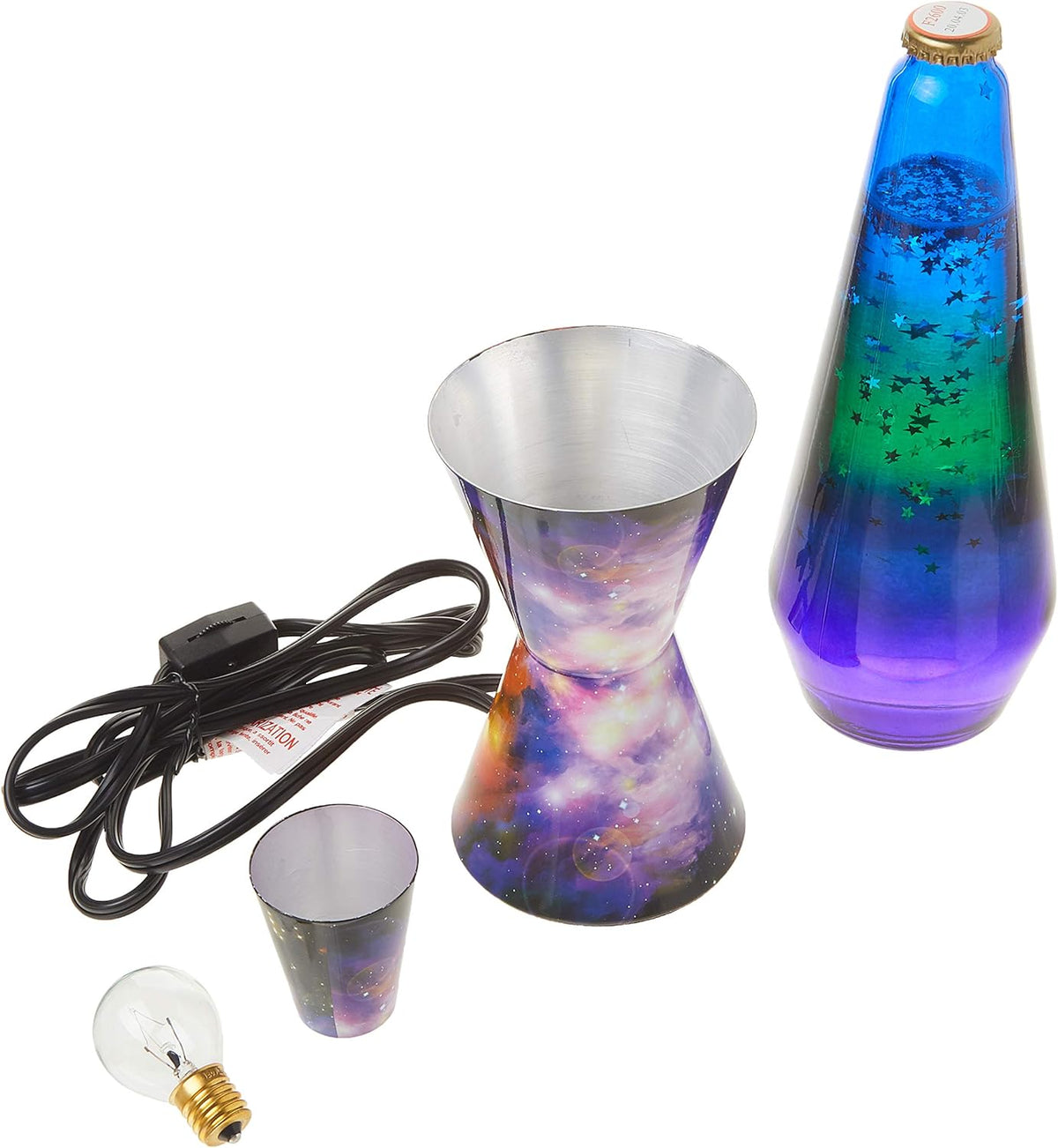 14.5-inch Silver Glitter Clear Liquid Tri-Colored Globe Decal Base Lava Lamp A2608