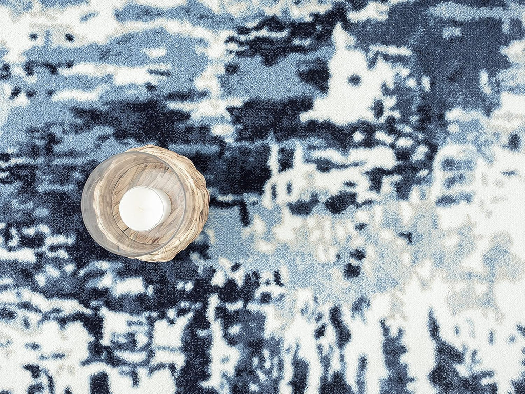 Blue White Grey Contemporary 5' 3" x 7' 6" Non-Shed Area Rug N576820