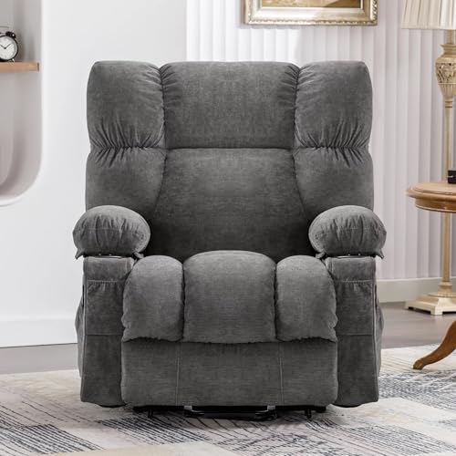 Gray Power Lift Recliner Chair with Heat and Massage Y477
