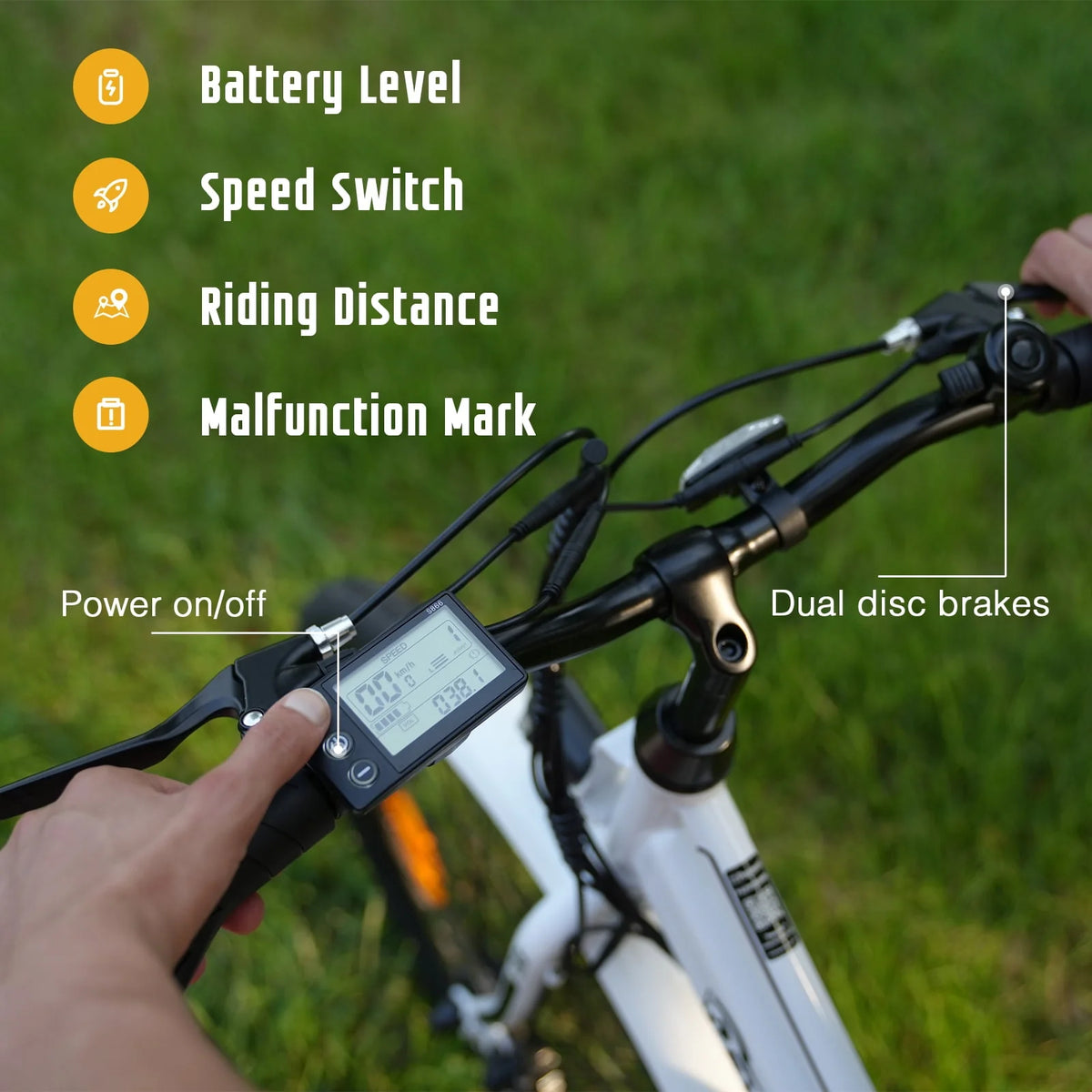 Electric Bike 26 500W Motor Mountain Bike 36V Removable Battery White S518658