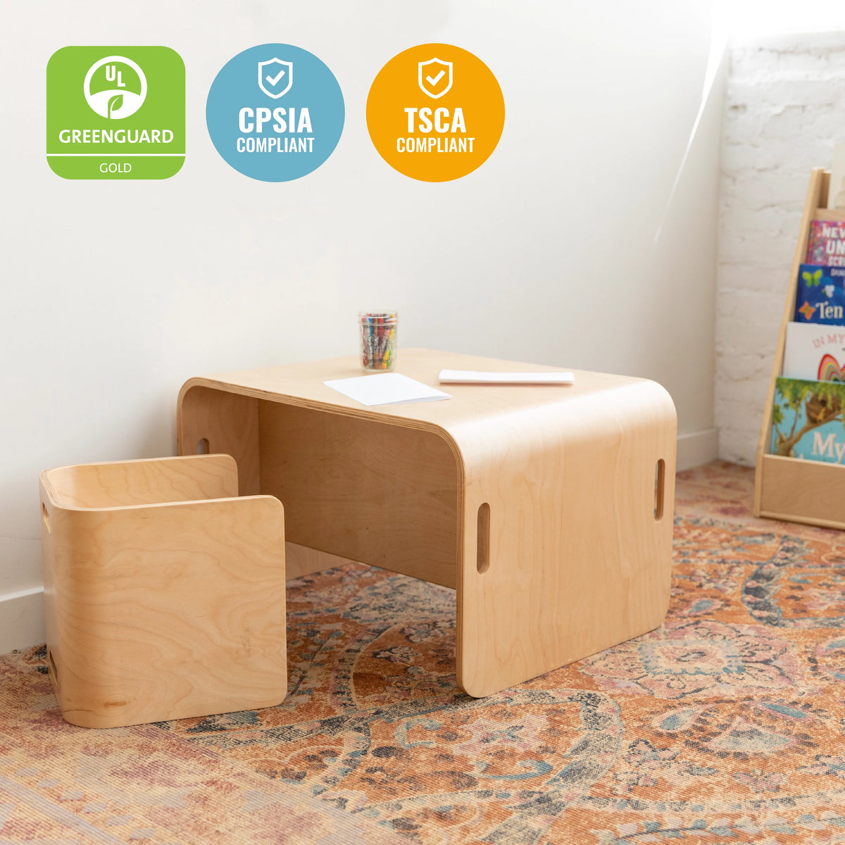 Bentwood Table and Chair Set, Natural, 3-Piece P862575