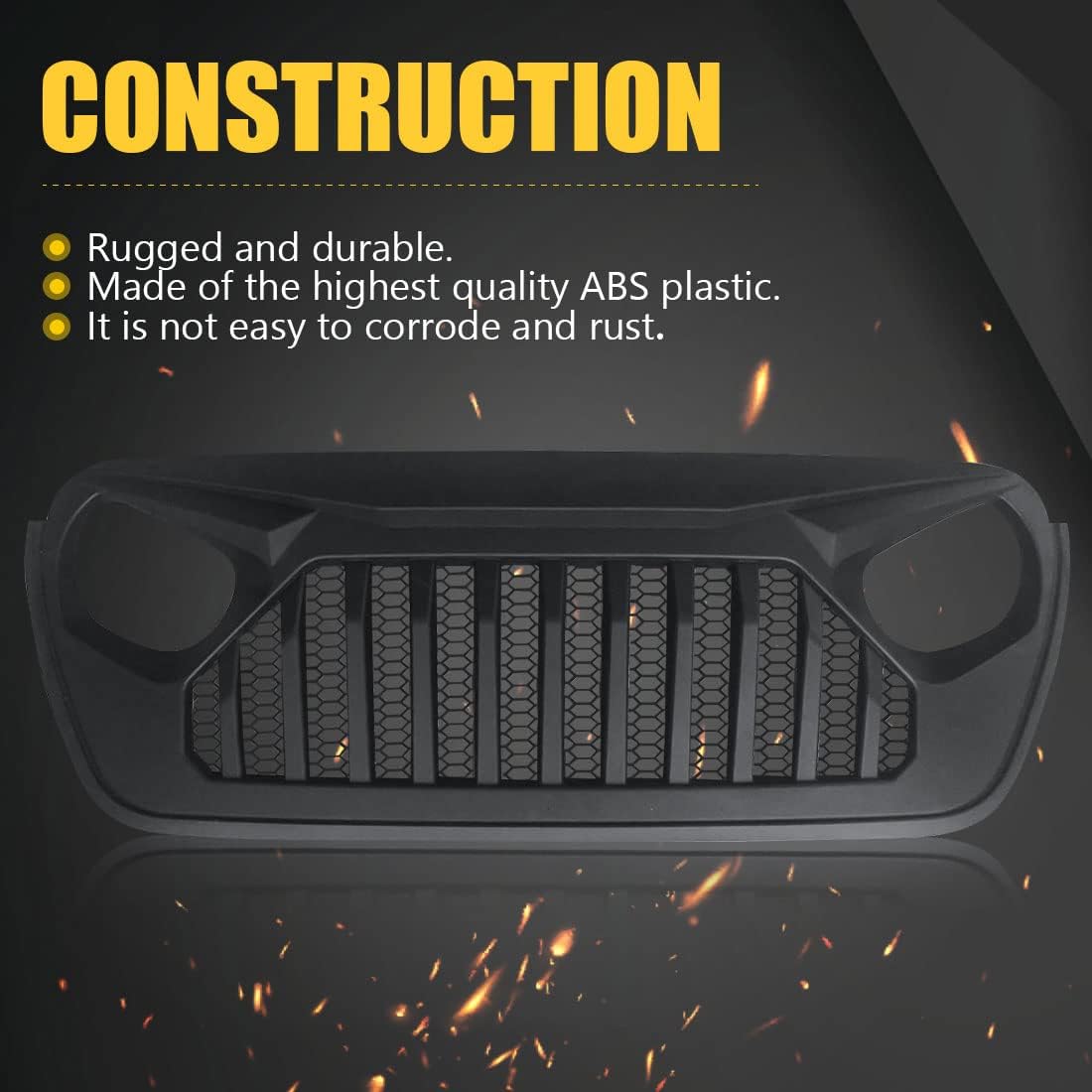 White Black Front Grill Cover with Mesh for Jeep Wrangler Y7777