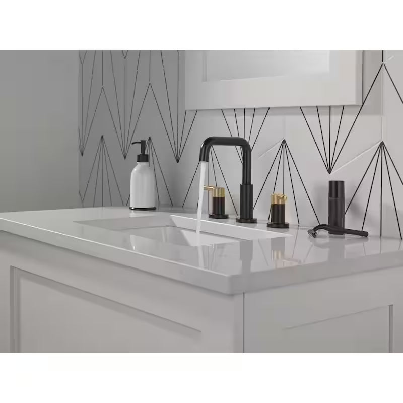 8 in. Double-Handle Bathroom Faucet in Matte Black/Champagne Bronze Y396