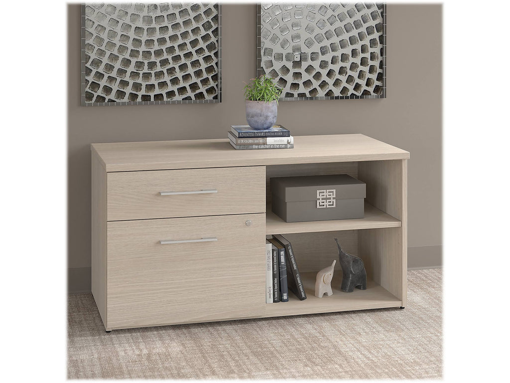 Sand Oak Low Storage Cabinet with Drawers and Shelves X159672
