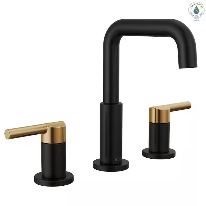 8 in. Double-Handle Bathroom Faucet in Matte Black/Champagne Bronze Y396