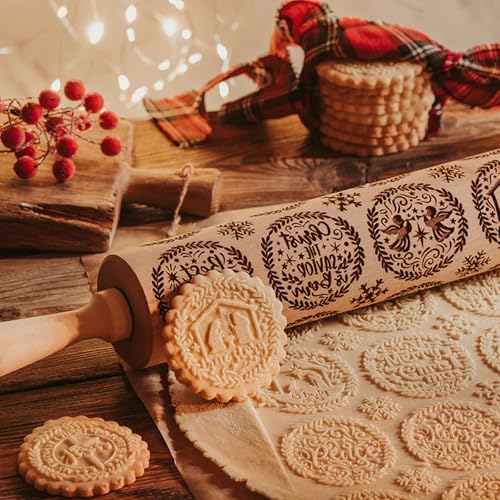 17" Wooden Rolling Pin with Cleaning Brush D57890