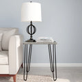 Modern End Table with Hairpin Legs and Woodgrain Finish Gray U218