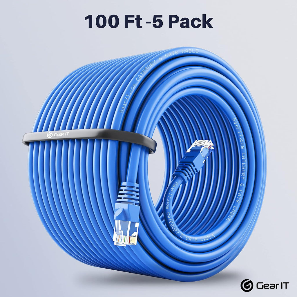 Cat 6 Ethernet Cable 100 ft (5-Pack) Blue F14826
