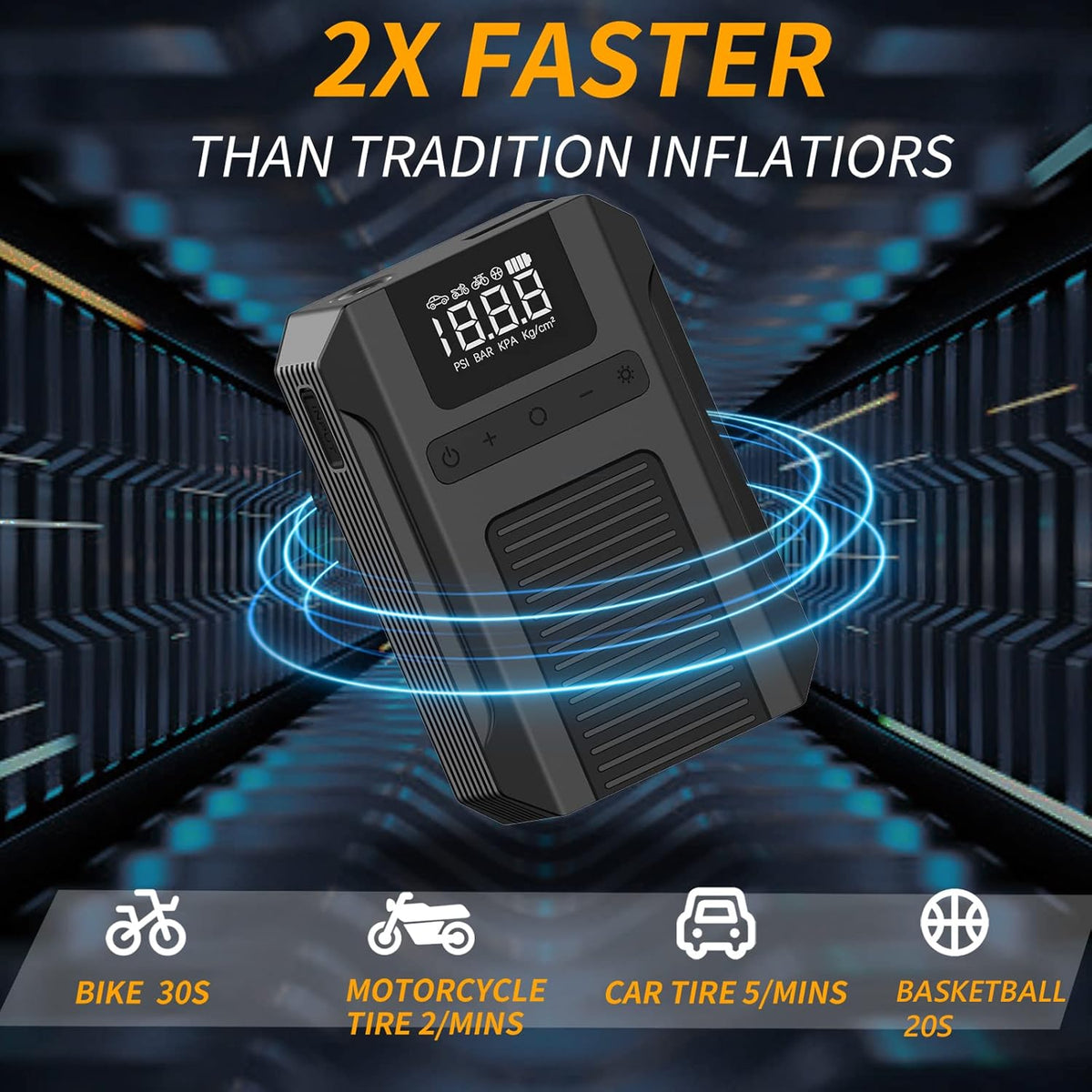 Portable Cordless Tire Inflator Air Compressor 120psi V7110
