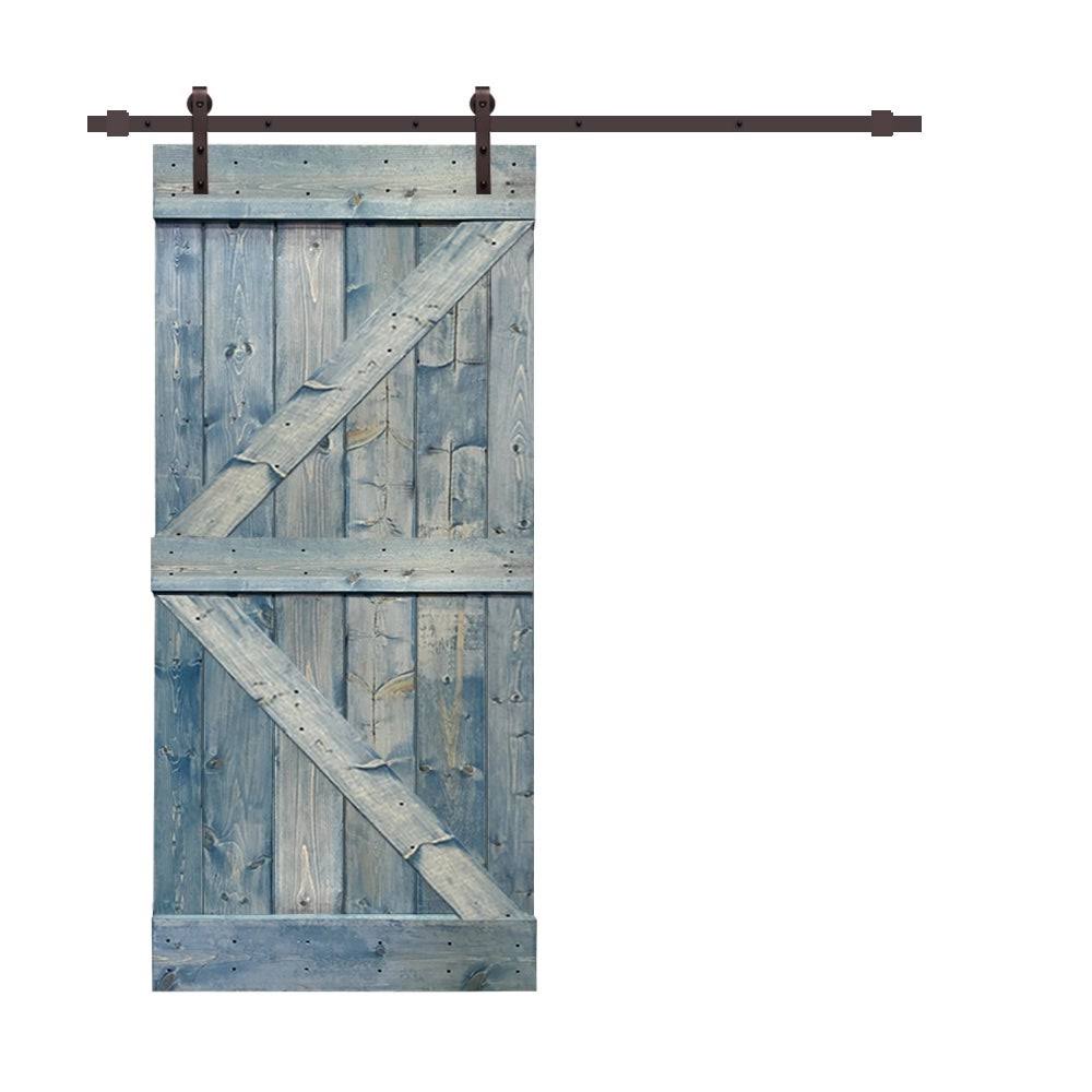 Stained Wood Sliding Barn Door with Hardware Kit T504