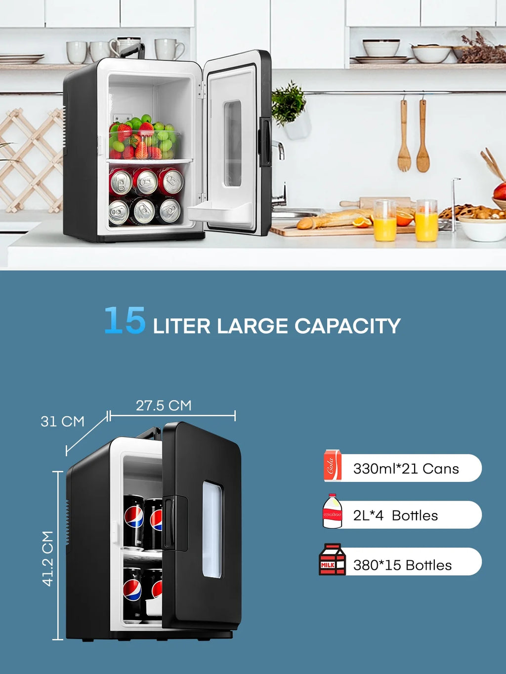 15L/21 Can Mini Fridge Black G216373