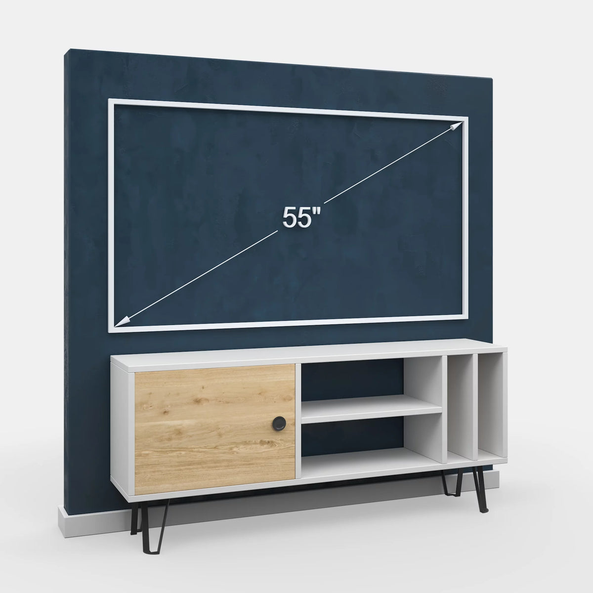 White Oak 2 Tier TV Stand with Doors T62001