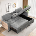 Gray L Shaped Sectional Sofa Bed with Storage A206