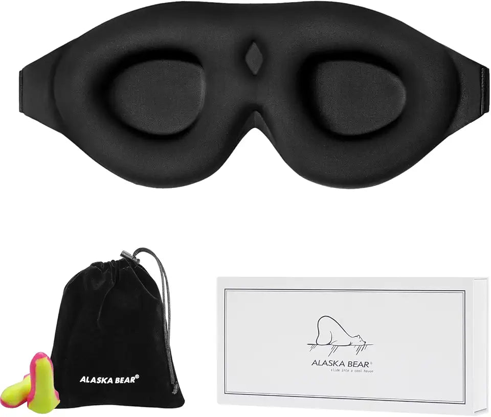 Memory Foam Contoured Blackout Sleep Mask with Earplugs Set Y761