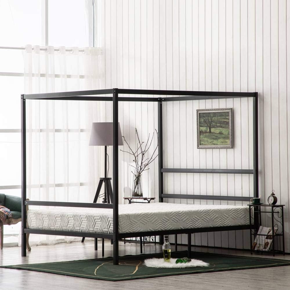 Black Twin Size Canopy Bed Frame Y8331