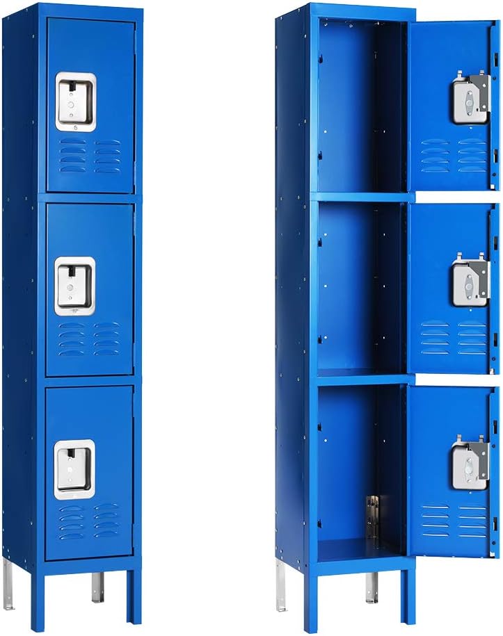 Metal Locker Steel Storage 5 Door 5 Tier Blue R2633