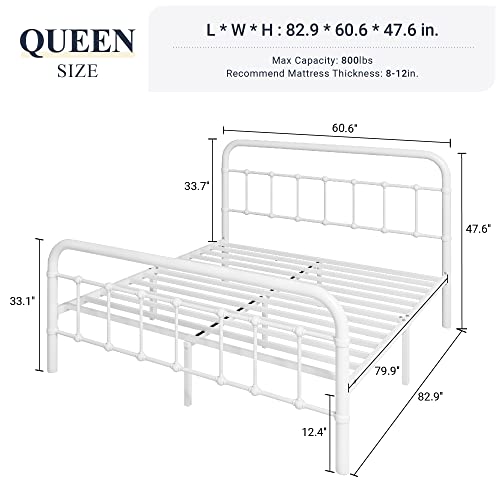 Full Size Black Metal Platform Bed Frame with Headboard and Footboard E702090