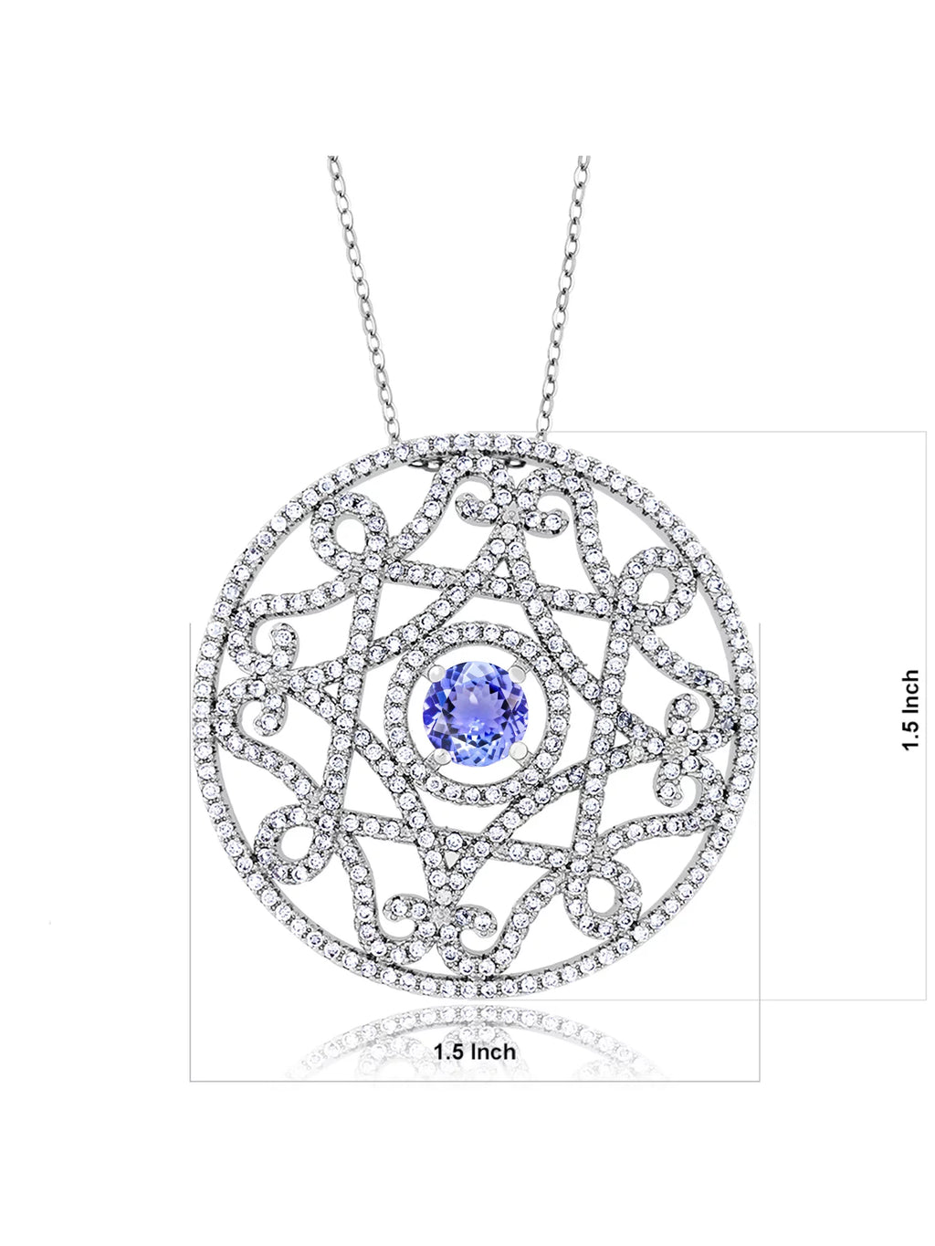 Blue Tanzanite Filigree Pendant Necklace with 18 inch Chain Z998