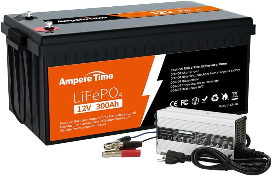 12V 300Ah LiFePO4 Battery with 14.6V 20A Lithium Battery Charger Q60599