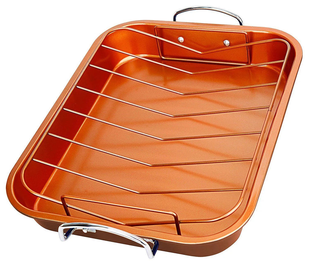 Nonstick Copper Roasting Pan with Rack P204