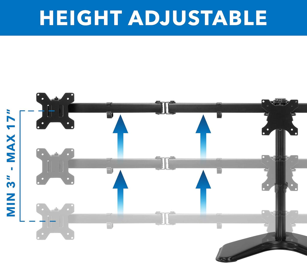 Triple Monitor Stand Freestanding Computer Desk Mount for 27 Inch Monitors VESA 75 100 T41425