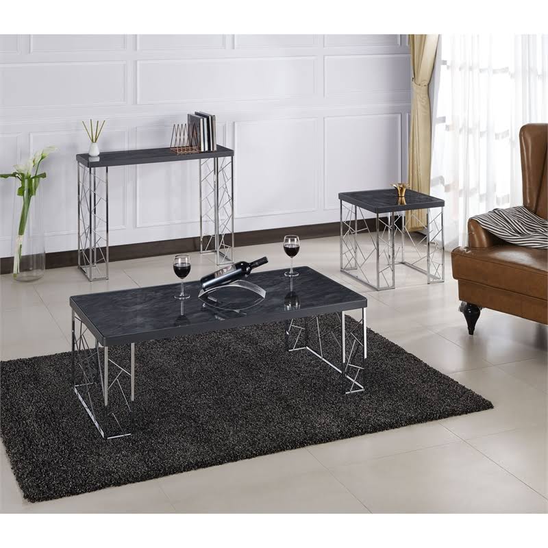 Metal Console Table in Black and Chrome P88423