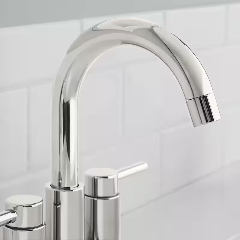 4 in. Centerset Double Handle High-Arc Bathroom Faucet in Polished Nickel E2116